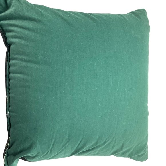 Vintage Christmas Santa Claus Black Tapestry Needlepoint Throw Pillow Green Back - Picture 7 of 9